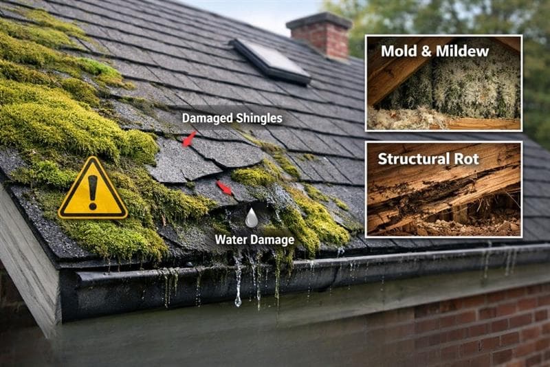 The Silent Sabotage: Why Roof Moss and Algae Are Costing You Thousands
